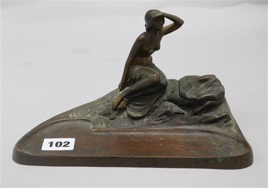 A Secessionist bronze inkstand